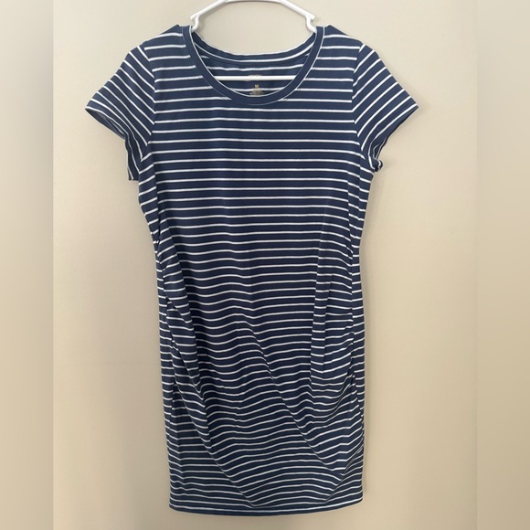 Sonoma Women’s Striped Maternity Bodycon Dress Size Medium Blue and White - Picture 2 of 4